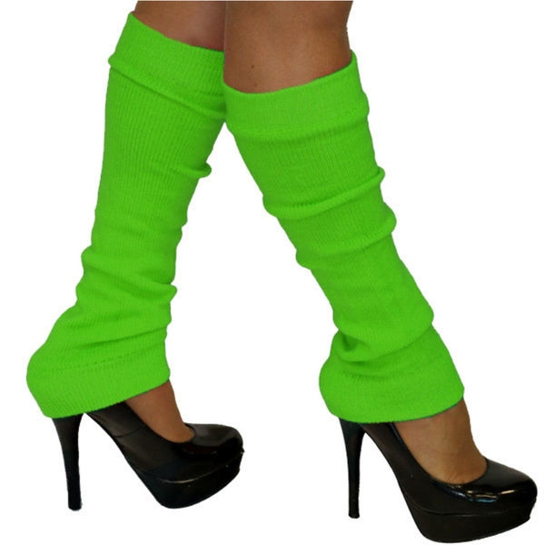80s fluro green leg warmers for retro aerobics and fancy dress costumes