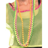 Set of 4 Fluro pearl bead necklaces shown on a 80s mesh top