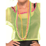 Set of four neon 80s fluro pearl bead necklaces in assorted colours