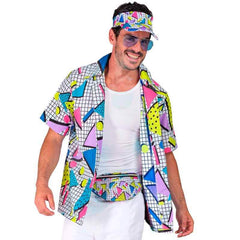 80s Funky Fashion visor and bum bag set for retro festivals