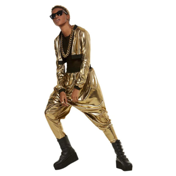 80's Hammer Time Women's Costume in gold metallic.