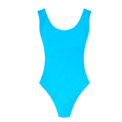 80s Leotard in Blue – retro aerobics costume for 1980s parties and festivals