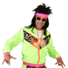 Adult 80s tracky costume with retro jacket and matching shorts