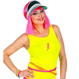 Lady wearing two neon skinny belts