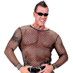 Black fishnet shirt for men and women – 80s punk rocker style