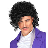 Black curly 80s rock wig costume