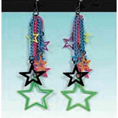 80s star earrings with colourful chains
