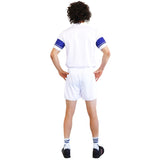 Back view of 80s tennis player adult costume showing rear fit