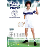 Costume package for an '80s Tennis Player with polo shirt, shorts