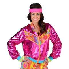 Womens 80s neon tracksuit costume with retro workout styling