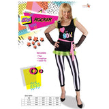Women’s 80s Rocker Costume with I Love the 80s Top and Striped Leggings – Dr Toms
