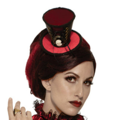Victorian Mini Top Hat Black/Red