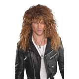 Brown glam rock wig, light brown with crinkle locks.