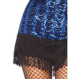 Gatsby Blue Sequin Flapper - Leg Avenue.  On the short side perfect for the young, plain stretchy black back.
