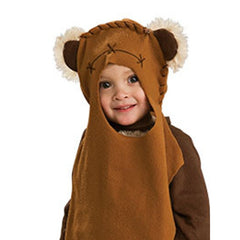 Star Wars Ewok child costume romper with hood, attached cute furry ears.