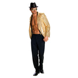 Gold sequin mens jacket with satin lining.