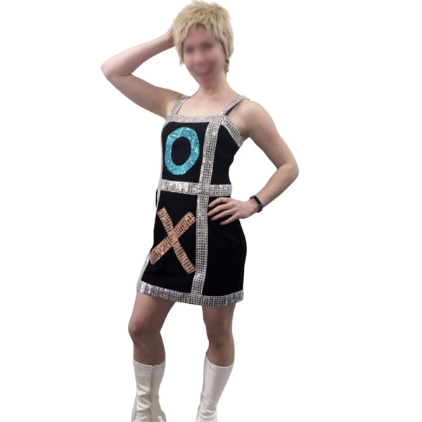 90s popstar dress costume hire sequin xo dress white boots brisbane
