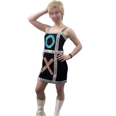 90s popstar dress costume hire sequin xo dress white boots brisbane
