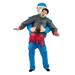 Inflatable doctor adult costume, lift me up with doctor in scrubs holding a half torso.