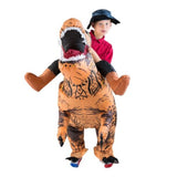 Kids Inflatable Premium T - Rex Dinosaur Costume, with large mouth and teeth showing.
