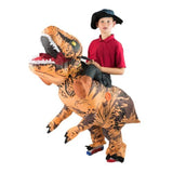 Kids Inflatable Premium T - Rex Dinosaur Costume with legs showing at waist.
