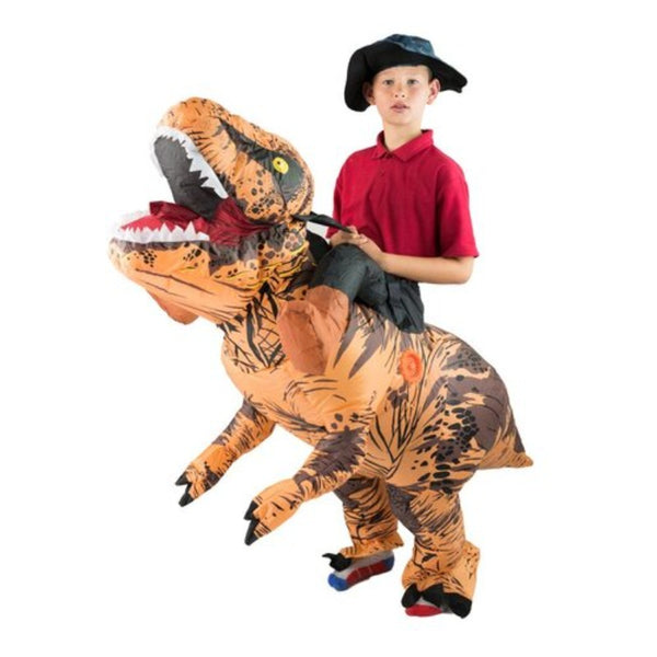 Kids Inflatable Premium T - Rex Dinosaur Costume with legs showing at waist.