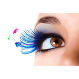Eyelashes feather tip in black and blue.
