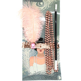 Dusty Pink 20's Flapper Set, Headband, Necklace & Cigarette Holder