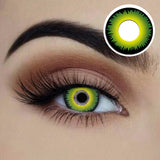 Starry Eyed Yearly Contact Lenses - Poison Ivy in green and yellow tones.