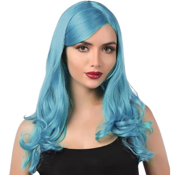 Turquoise Long Curly Wig