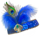 Gatsby/Charleston Flapper Headband - Blue Peacock