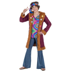Adult Woodstock Hippie Costume featuring colourful retro festival-inspired 1960s and 1970s styling.
