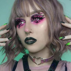 Starry Eyed Yearly Contact Lenses - Fairy Glades, pink with black outer edge.