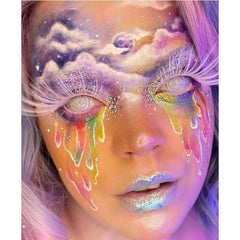 Starry Eyed Yearly Contact Lenses - White Mesh, covers the pupil.