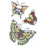 Tinsley FX Temp Tattoo - Butterflies 1960 Vintage, 3 butterflies, one with skull centre.