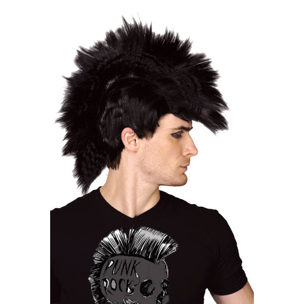 Black Punk Rocker Mohawk Wig