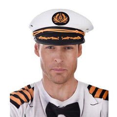 Admiral captain hat in white and black with gold emblem
