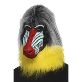 Adult baboon mask with grey and yellow fur
