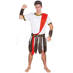 Adult Caesar costume with white tunic and gold trim