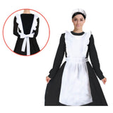 adult colonial apron & hat set, frills over the shoulders on apron and mop hat.