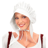 Adult white colonial bonnet for teachers and historical dress-up days