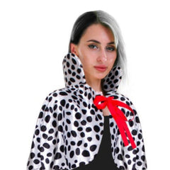 Dalmatian print cape with red ribbon tie