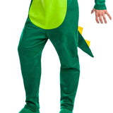 view of adult dinosaur costume showing attached tail detail