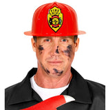 Adult firefighter costume helmet in lightweight red PVC design