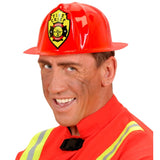 Red plastic firefighter style hat for emergency services costume outfits