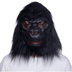 Adult Gorilla Mask, fur overhead mask with gorilla face in latex.
