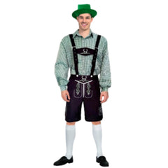 Green check shirt with lederhosen costume