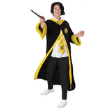 Adult Hufflepuff Classic Robe, mid calf length, yellow trim and logo.