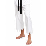Close-up of white trousers from adult karate costume