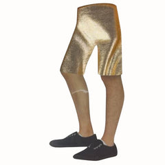 Adult Metallic Long Shorts - Gold, lycra, unisex.